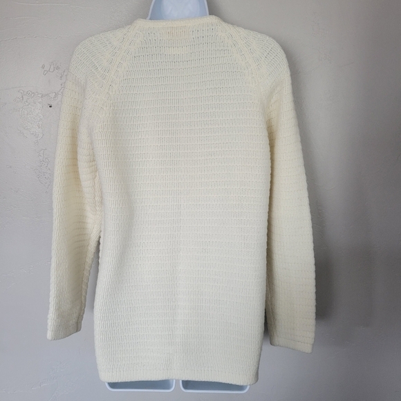 Full Fashioned Vintage Ivory Knit Cardigan Button Up 100% Virgin Acrylic Fibers - Picture 6 of 8